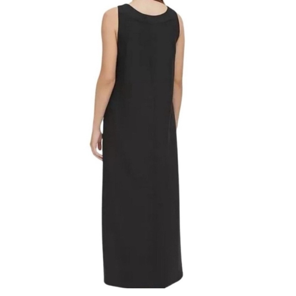 DKNY Sleeveless V Neck Black Linen Maxi Dress XL - Picture 4 of 7